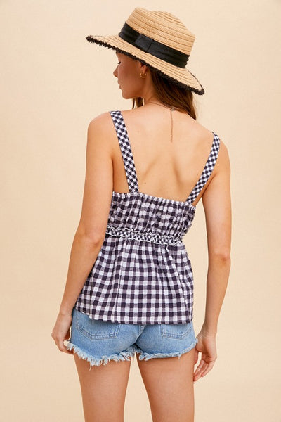 Gingham Peplum Top-Small