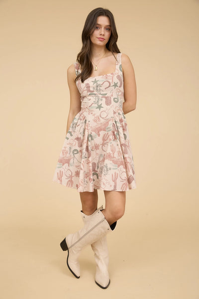 Preorder Western Print Mini Dress