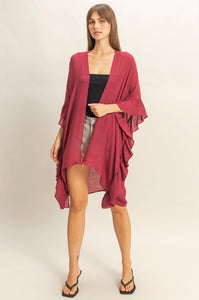 Ruffle Bohemian Kimono Cardigan