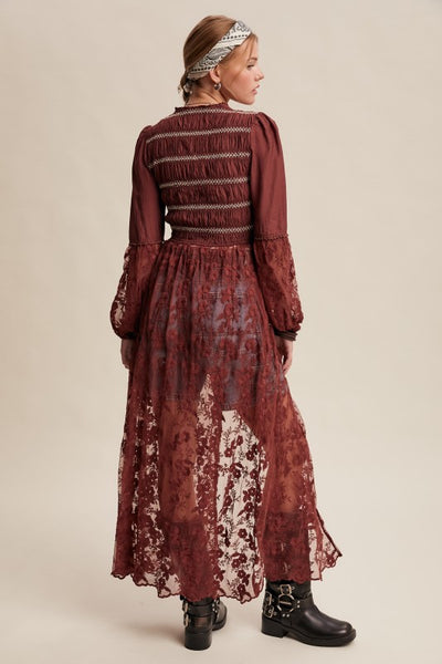 Lace Up Maxi Kimono Top