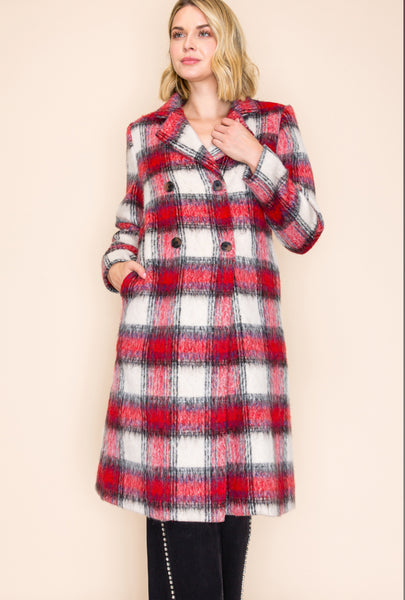 Fuzzy Winter Plaid Coat