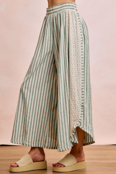 Floral Eyelet Stripe Pants