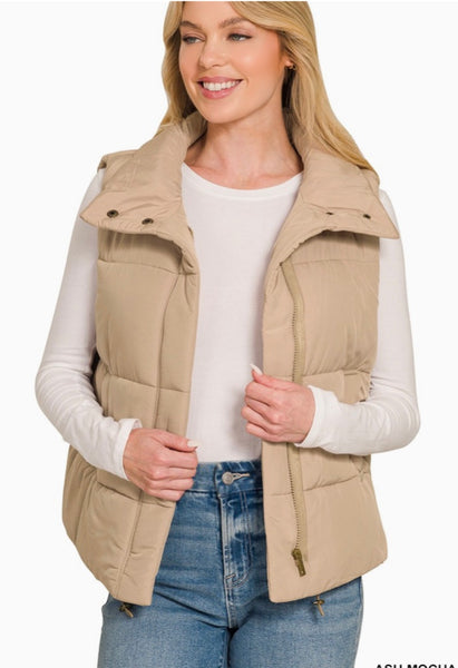 High Neck Puffer Vest