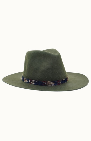 Feather Band Wool Hat