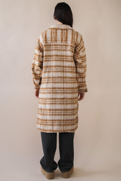Cream Plaid Shacket Jacket