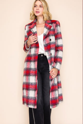 Fuzzy Winter Plaid Coat