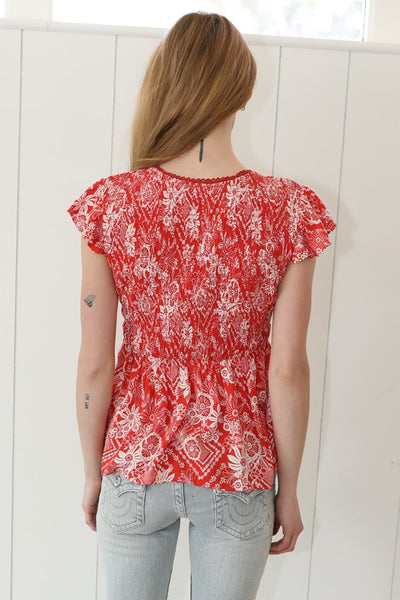 Angie Red Floral Top