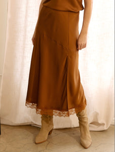 Caramel Satin Lace Skirt
