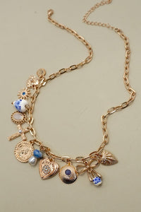 Porcelain Heart Cross Charm Necklace