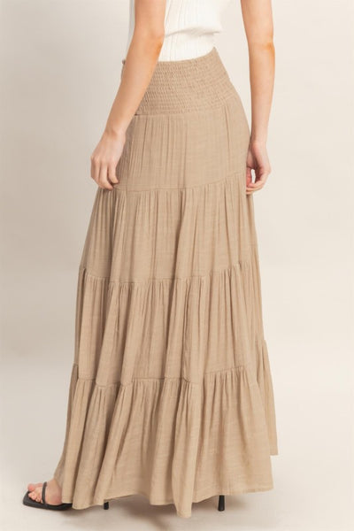 Boho Highwaist Drawstring Tiered Skirt