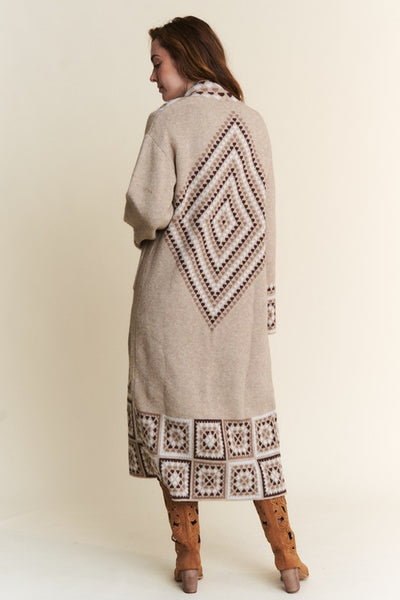 Long Geometric Cozy Cardigan