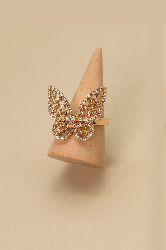 Butterfly Rhinestone Ring