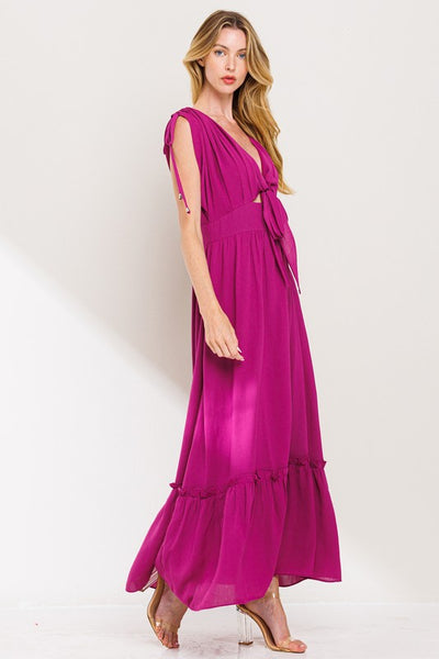 Magenta Front Tie Dress