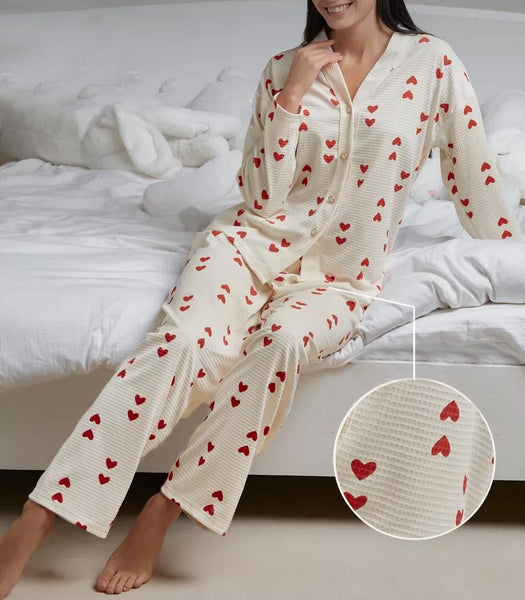 Heart Print Top & Bottom Pajama Set