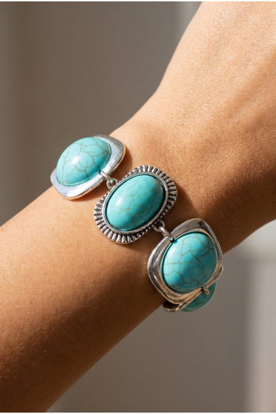 Turquoise Stone Link Bracelet