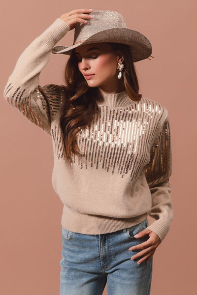 Sequin Embellished Sweater Top