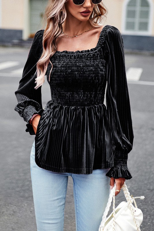velvet ruffle top