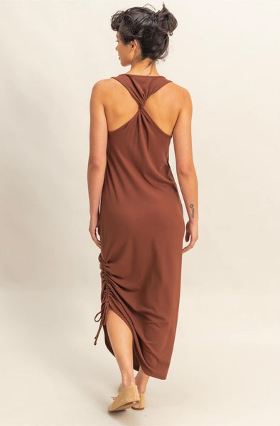 Scoop Side Tie Midi Dress