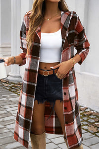 Brown Plaid Hooded Jacket