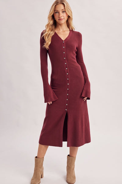 Button Down Ribbed Dress