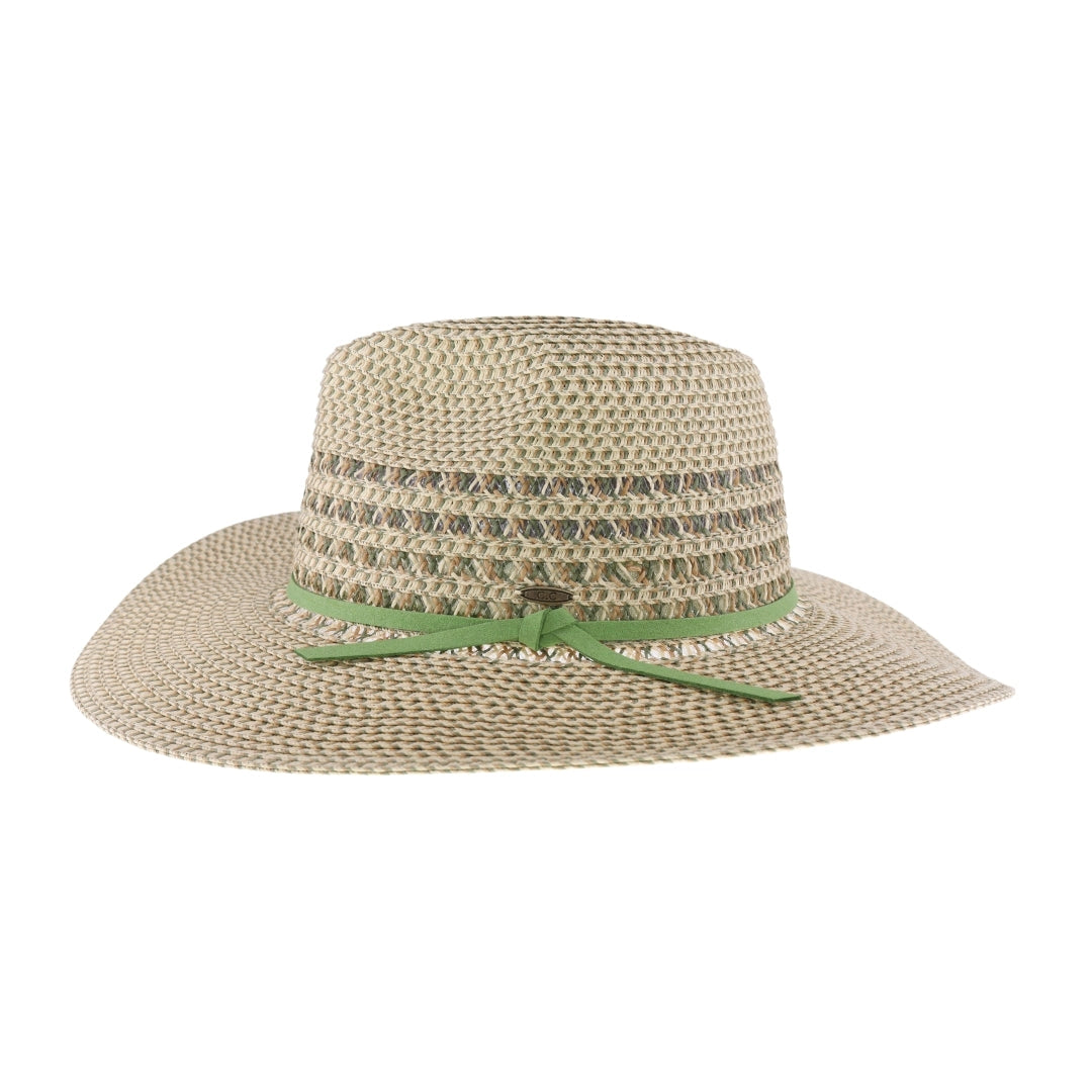 CC Two Tone Suede Trim Panama Sun Hat