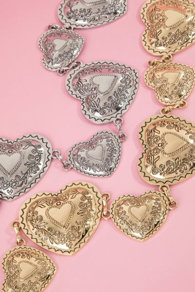 Engraved Heart Chain Belt