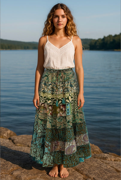 Preorder Stevie Multi Green Skirt