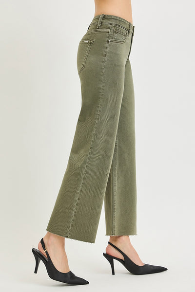 Risen Mid Rise Tummy Control Raw Hem Jeans