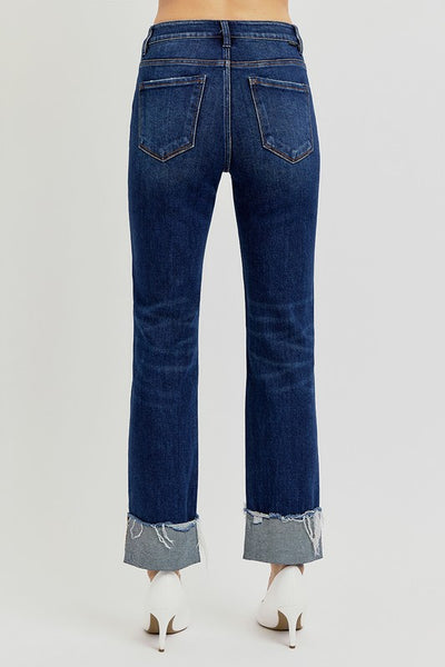 Tummy Control Straight Cuffed Jeans