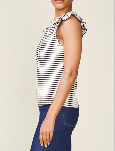Flutter Sleeve Striped Top