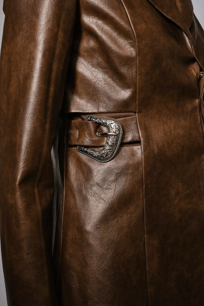 Preorder Western Buckle Faux Leather Jacket