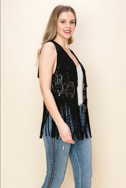 Western Fringe Vest Cardigan
