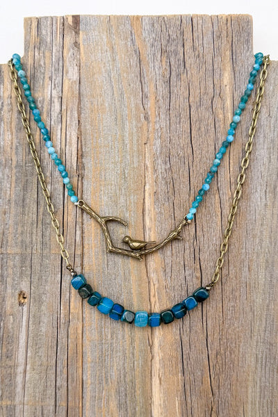 Braelyn Blue Fire Agate Necklace