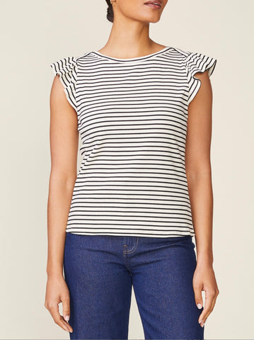 Flutter Sleeve Striped Top
