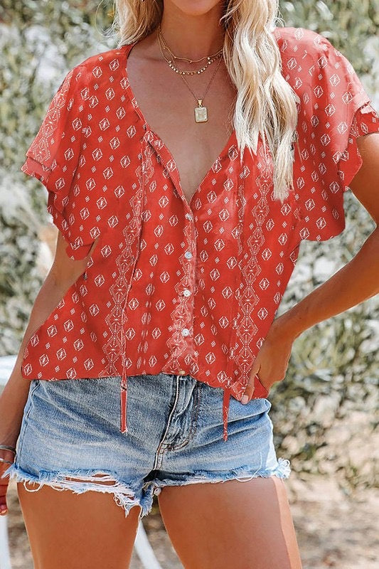 Floral Button Down Top-Medium