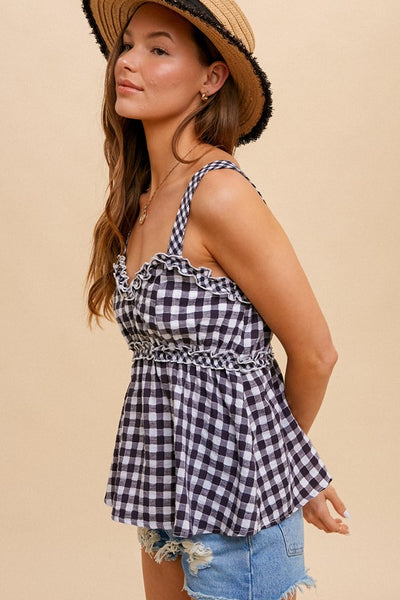 Gingham Peplum Top-Small