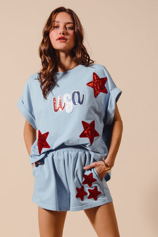 Sequin USA Top & Bottom Set