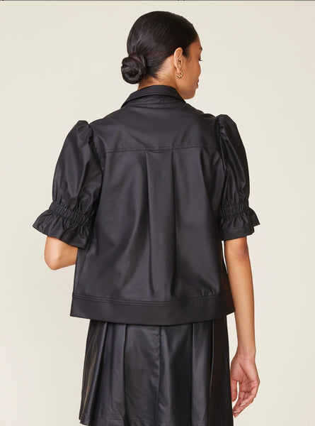 Black Faux Leather Jacket Top
