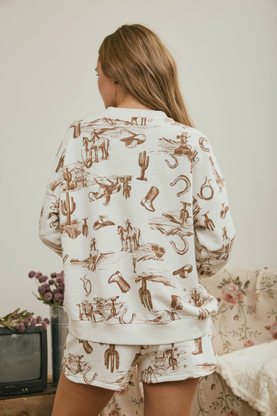 Western Print Top & Short Set