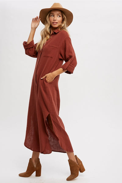 Preorder Button Up Maxi Shirt Dress