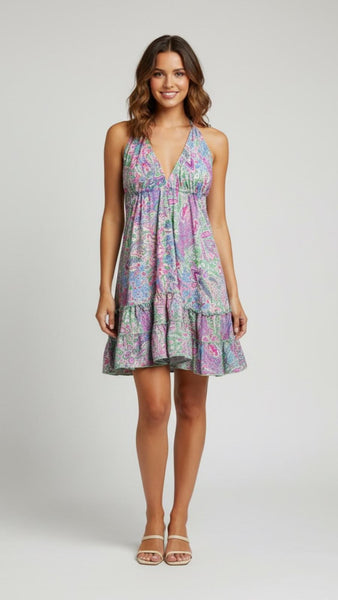 One Size Halter Tassel Mini Dress