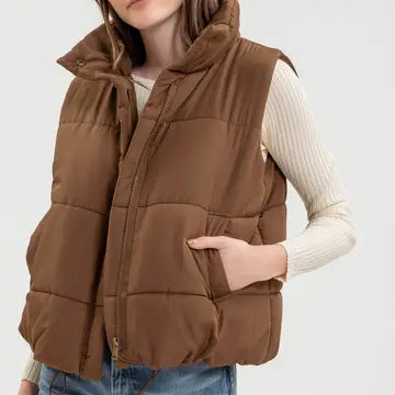 Zip Up Puffer Vest-Small