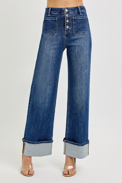 Risen Button Down Cuffed Jeans