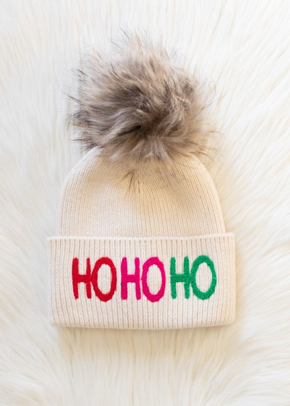Beige Ho Ho Ho Hat