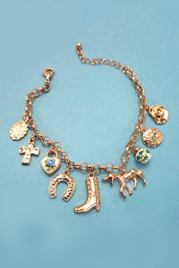 Western Boot or Porcelain Heart Charm Bracelet