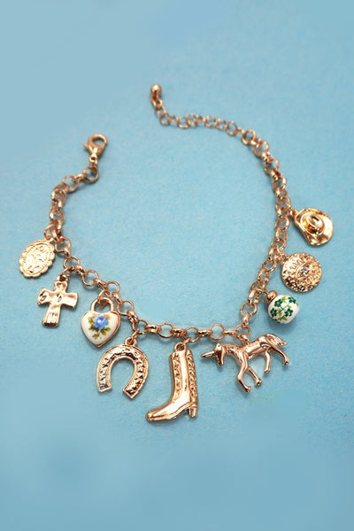 Western Boot or Porcelain Heart Charm Bracelet