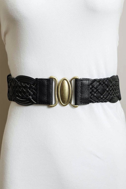 Braided Elastic Oval Buckle Belt