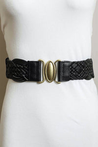 Braided Elastic Oval Buckle Belt