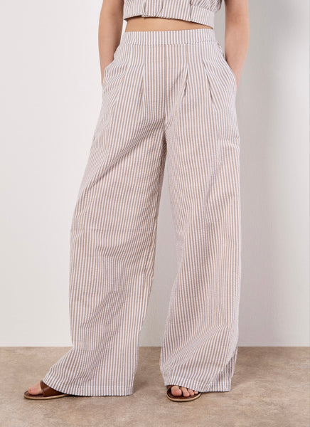 Stripe Seersucker Pleat Pant & Crop Top Set