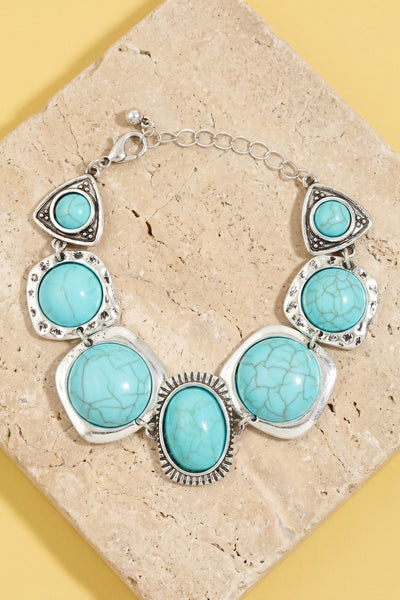 Turquoise Stone Link Bracelet